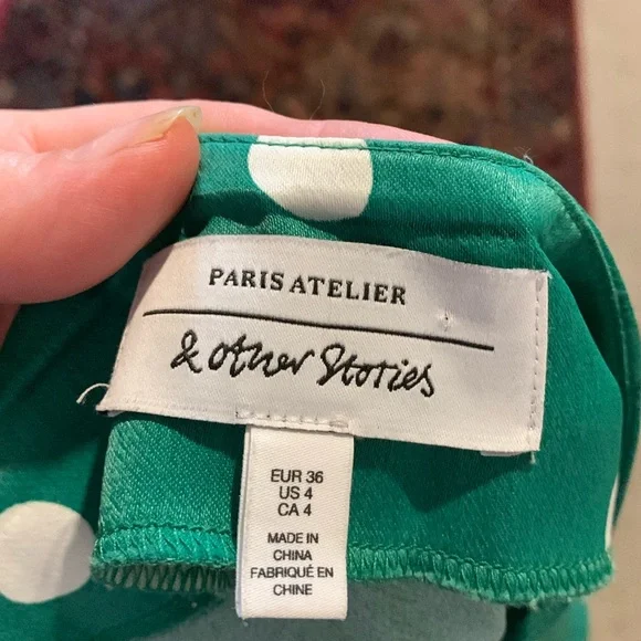 Anthropologie And other stories green polka dot maxi skirt 4 EUC - Picture 2 of 6